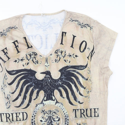 orderplus Womens Beige   Basic T-Shirt Size XL