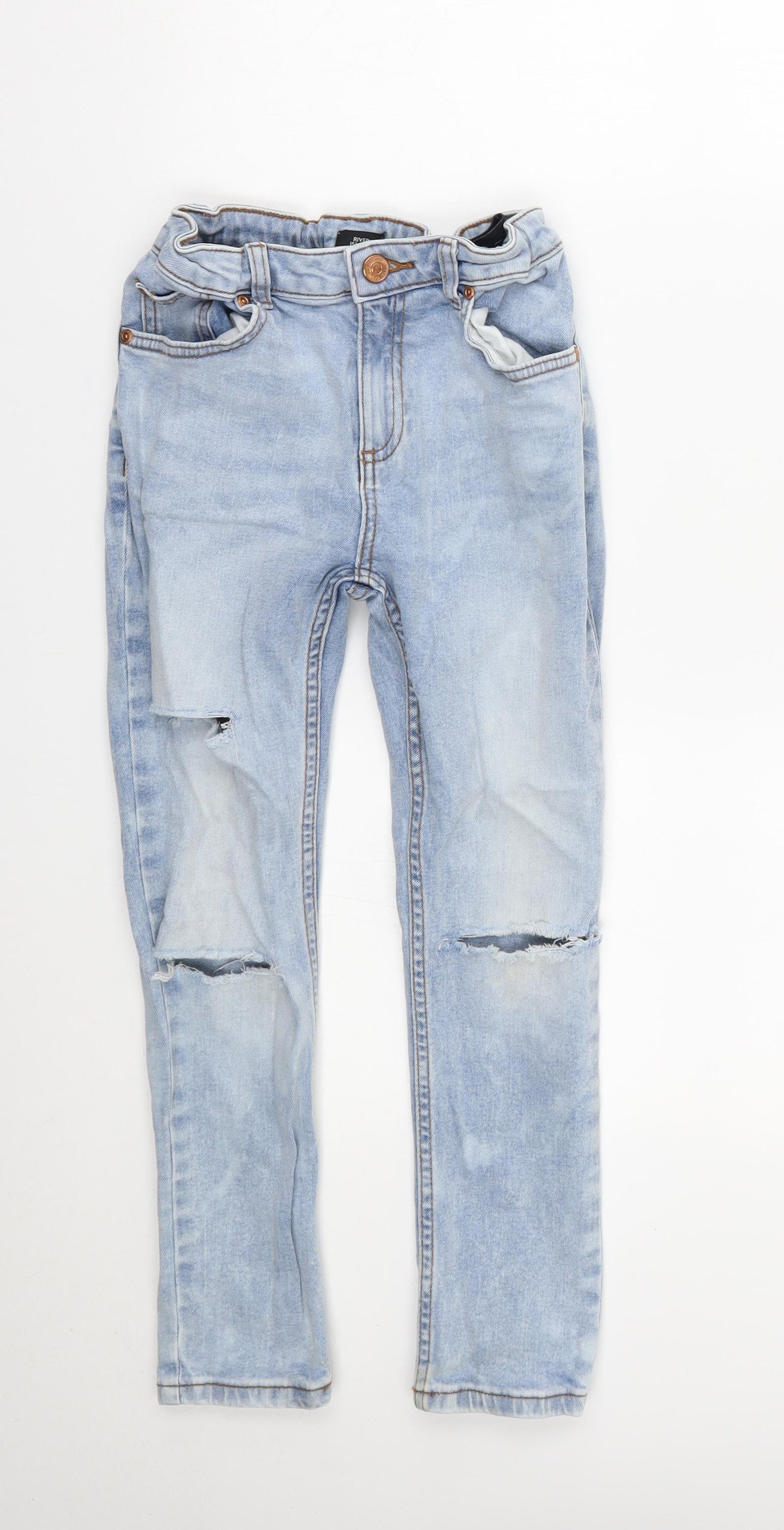 River Island Girls Blue   Skinny Jeans Size 9 Months - distressed