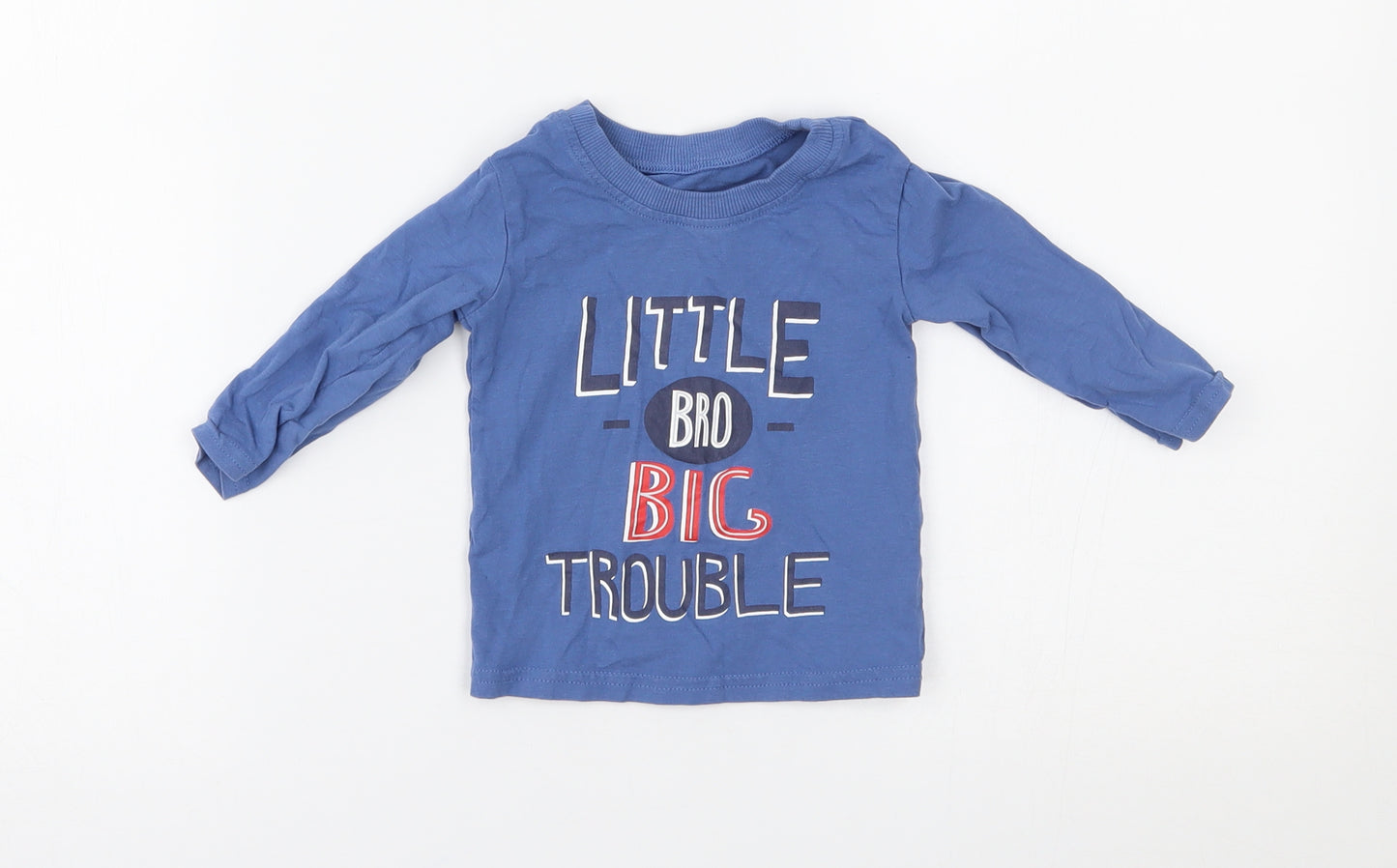 George Boys Blue   Basic T-Shirt Size 6-9 Months  - little bro