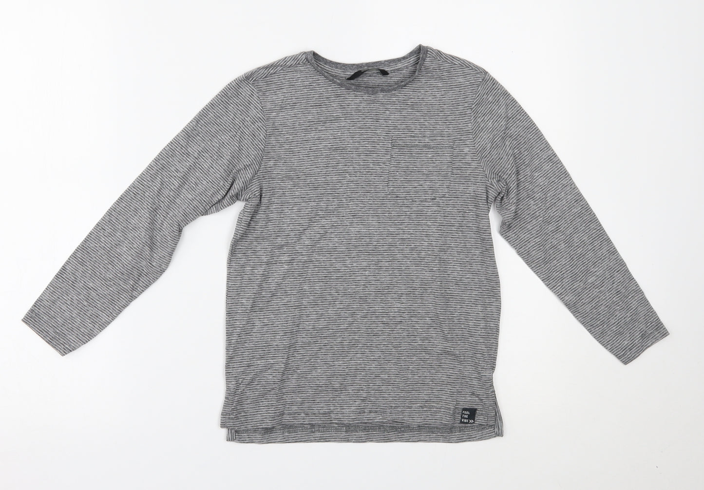 George Boys Grey Striped  Basic T-Shirt Size 7-8 Years