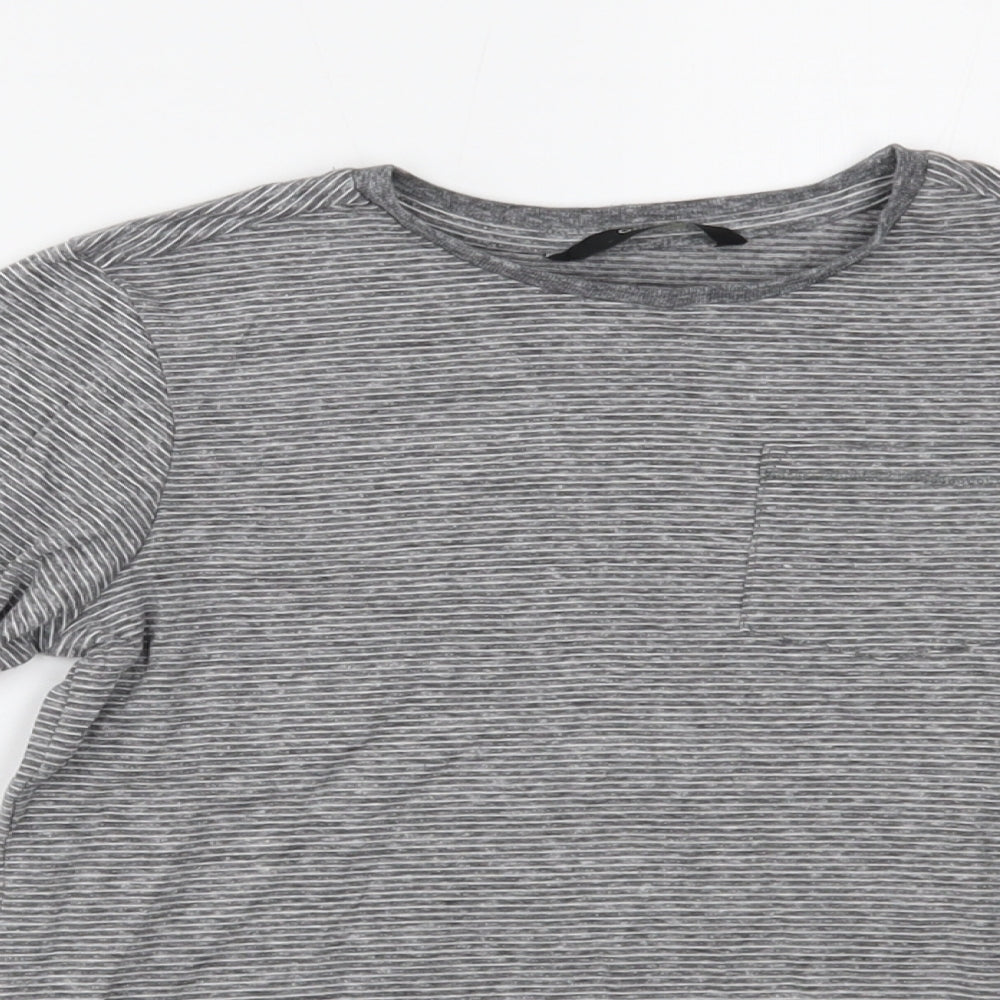George Boys Grey Striped  Basic T-Shirt Size 7-8 Years