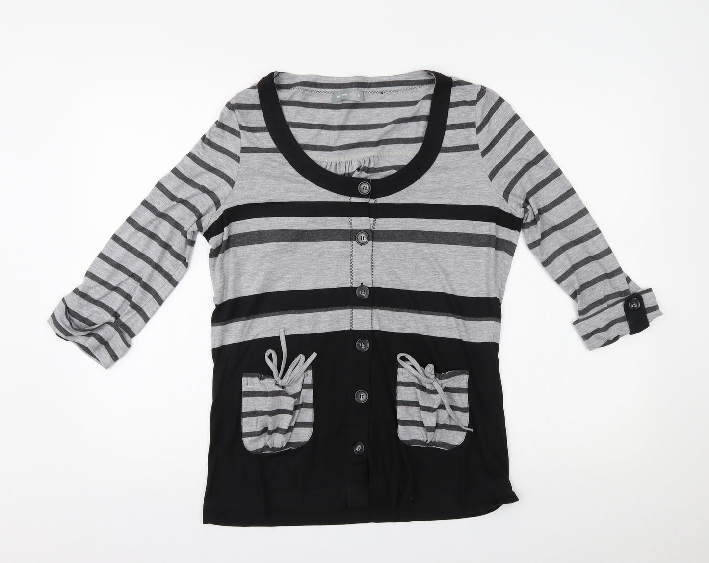 Per Una Womens Grey Striped  Cape Jumper Size 14