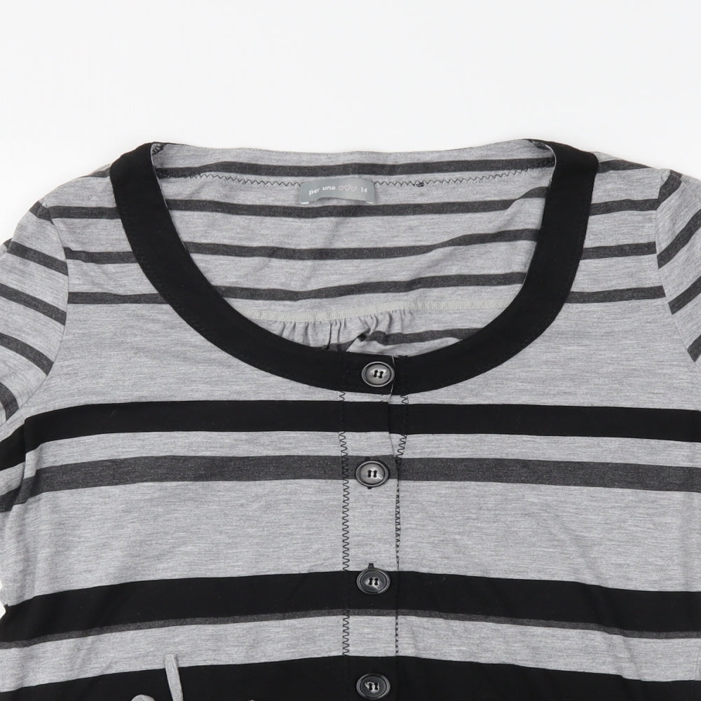 Per Una Womens Grey Striped  Cape Jumper Size 14