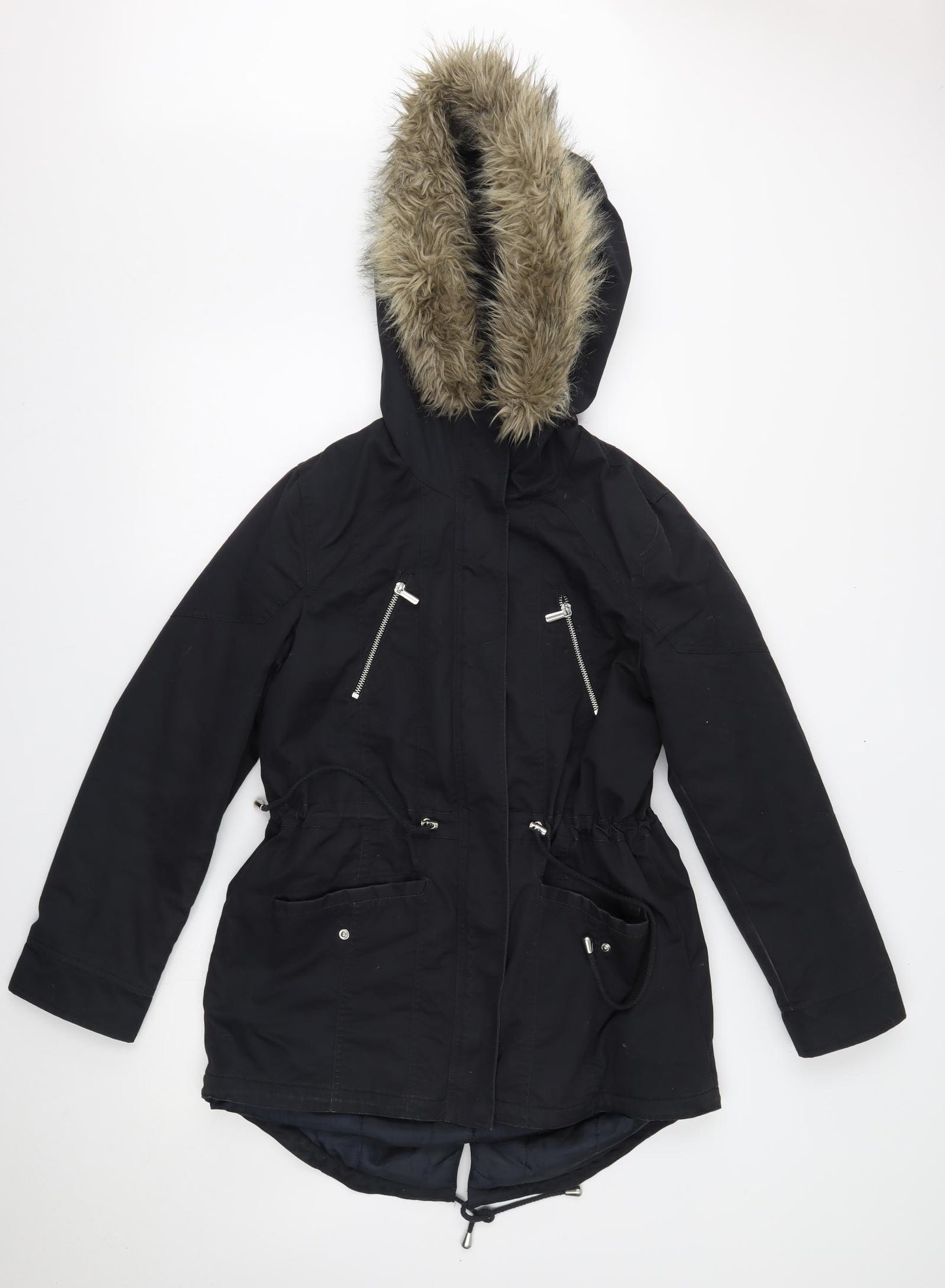 Miss Selfridge Womens Black   Parka Coat Size 14