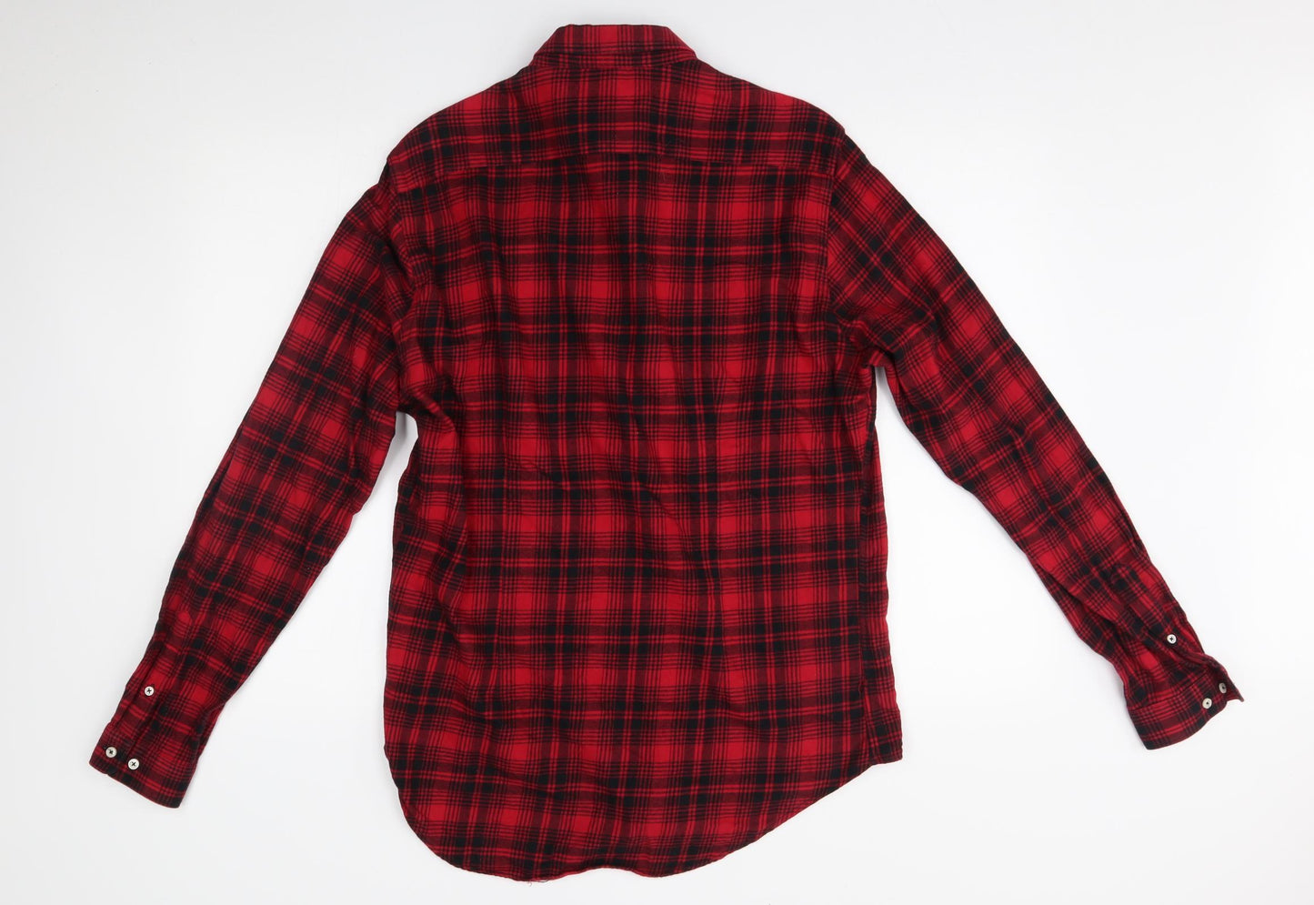Zara Mens Red Plaid   Button-Up Size L