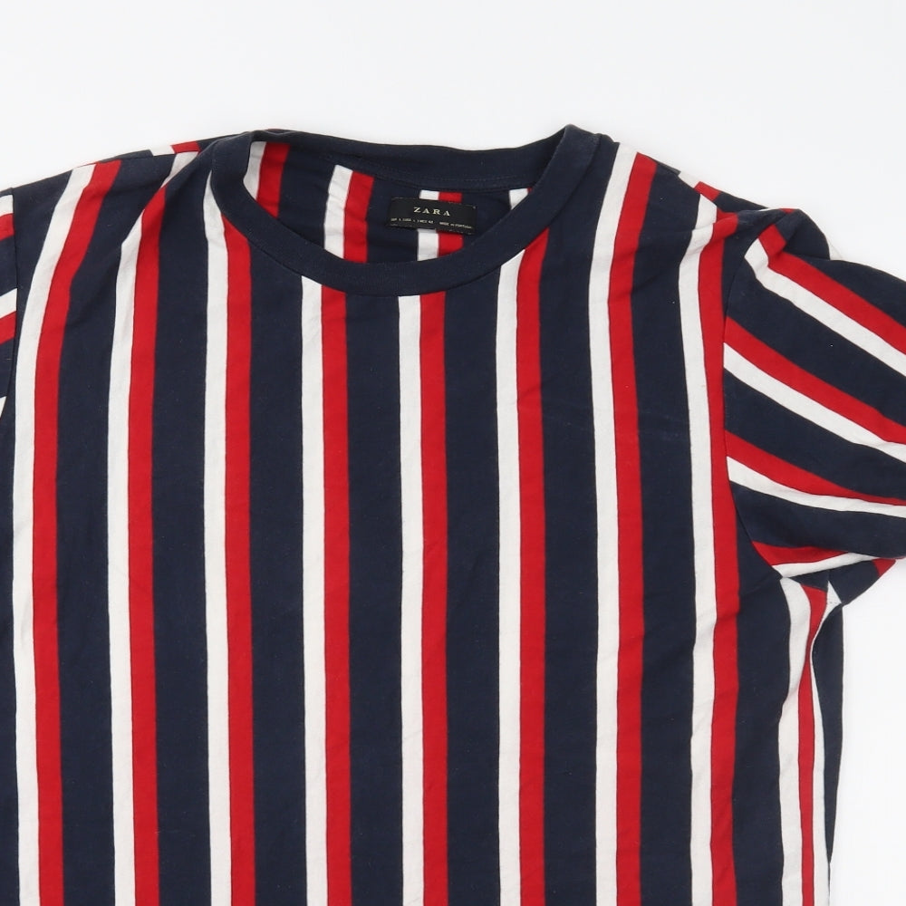 Zara Womens Multicoloured Striped  Basic T-Shirt Size L