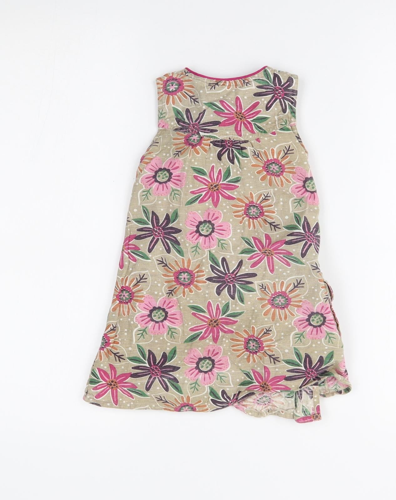 mini mode Girls Beige Floral  Wrap Dress  Size 18-24 Months