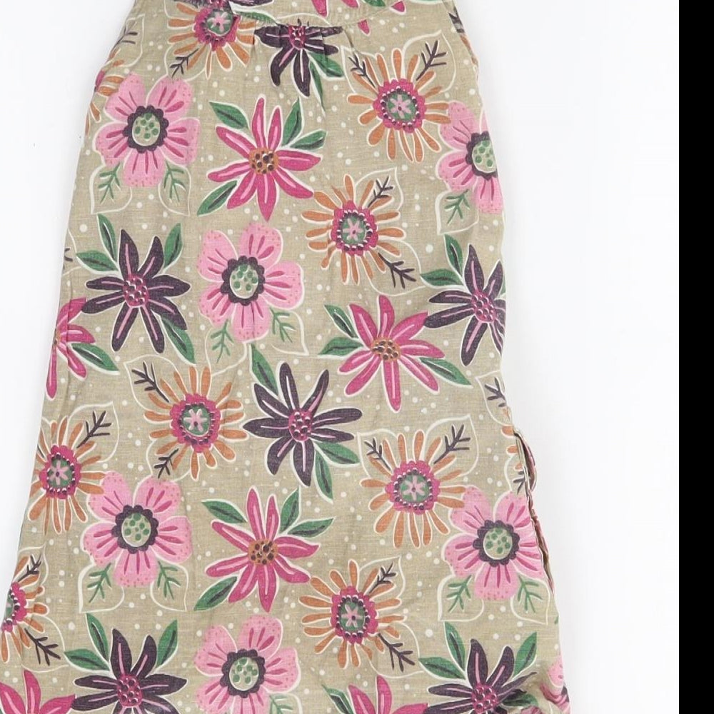 mini mode Girls Beige Floral  Wrap Dress  Size 18-24 Months