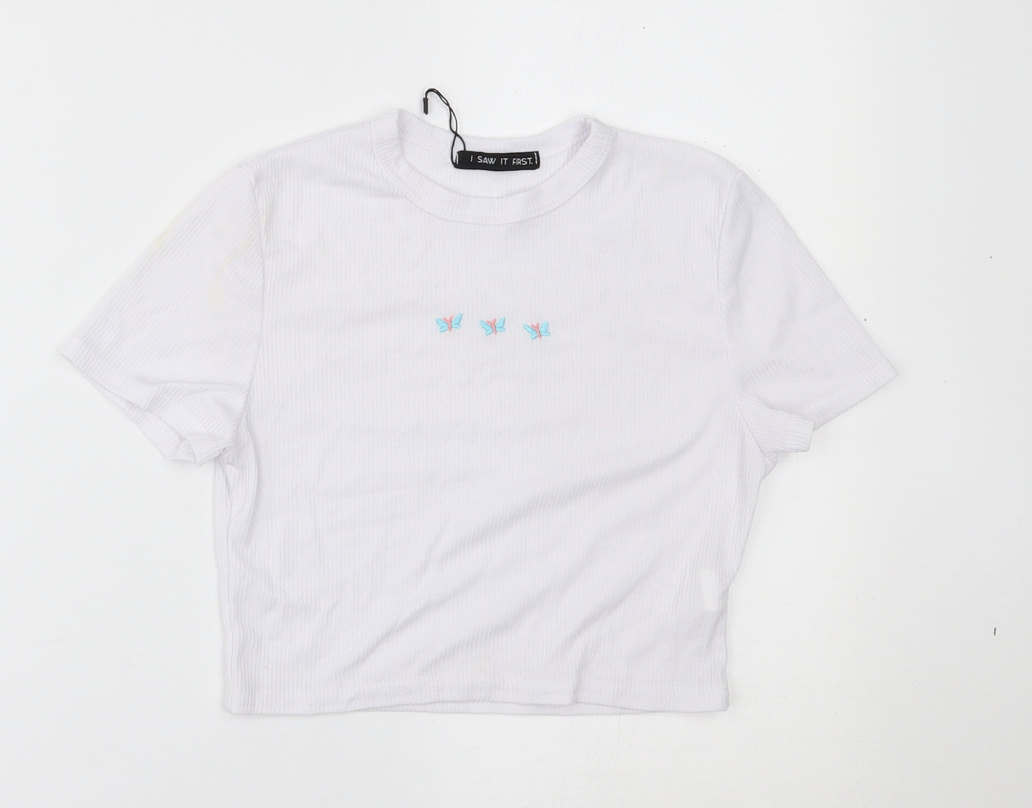 I SAW IT FIRST Womens White   Cropped T-Shirt Size 6