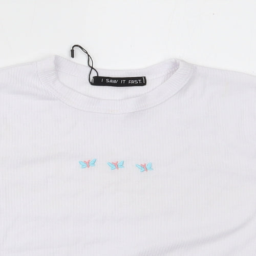 I SAW IT FIRST Womens White   Cropped T-Shirt Size 6