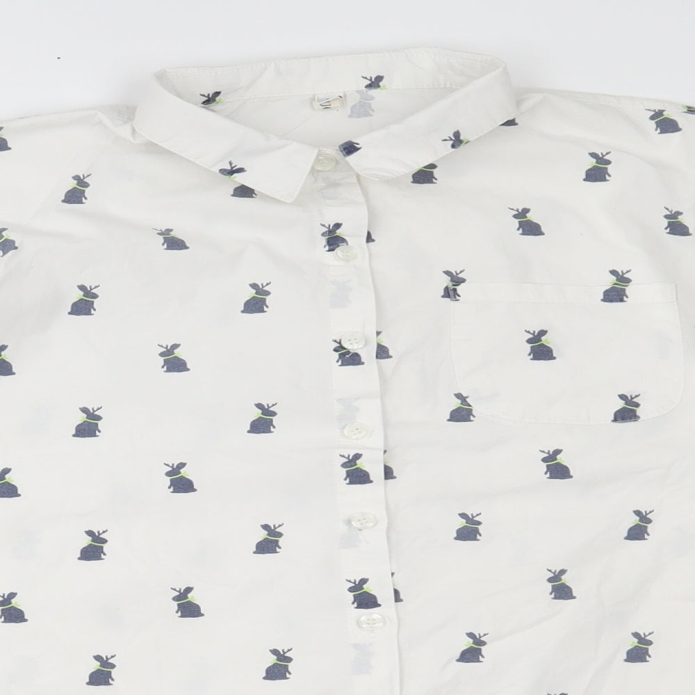 guliguo Womens White   Basic Button-Up Size L