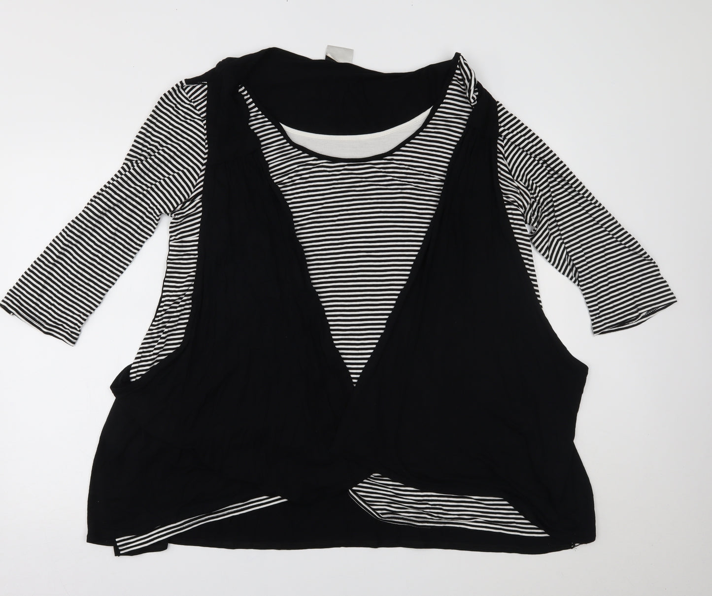 Roman Originals Womens White Striped  Basic Blouse Size 20  - built in sleeveless cardi