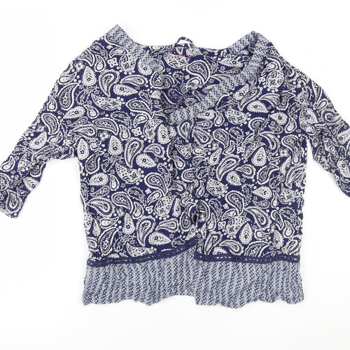 Nutmeg Girls Blue Paisley  Cardigan Jumper Size 12-13 Years
