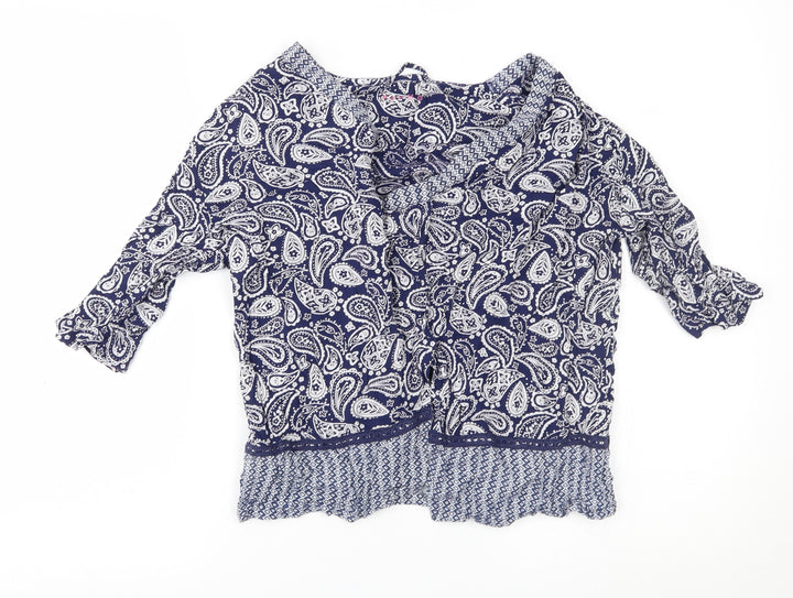 Nutmeg Girls Blue Paisley Cardigan Jumper Size 12-13 Years