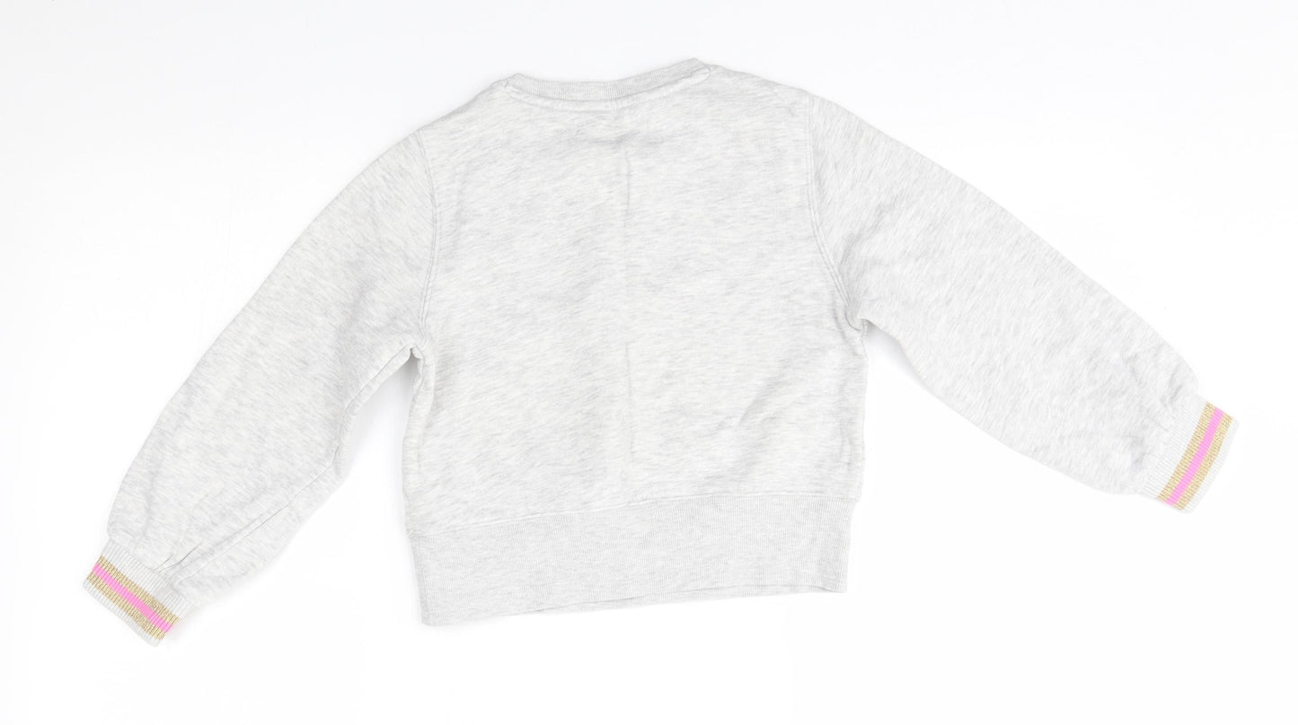 M&S Girls Grey   Pullover Jumper Size 7-8 Years  - wild cats
