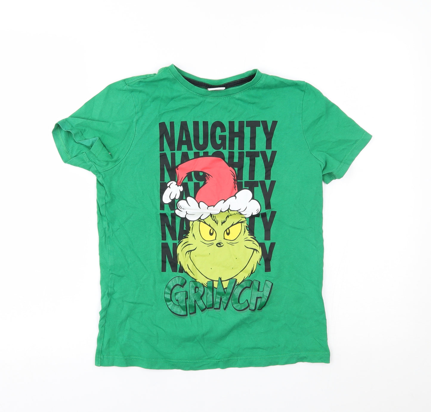 TU Boys Green   Basic T-Shirt Size 10-11 Years  - the grinch