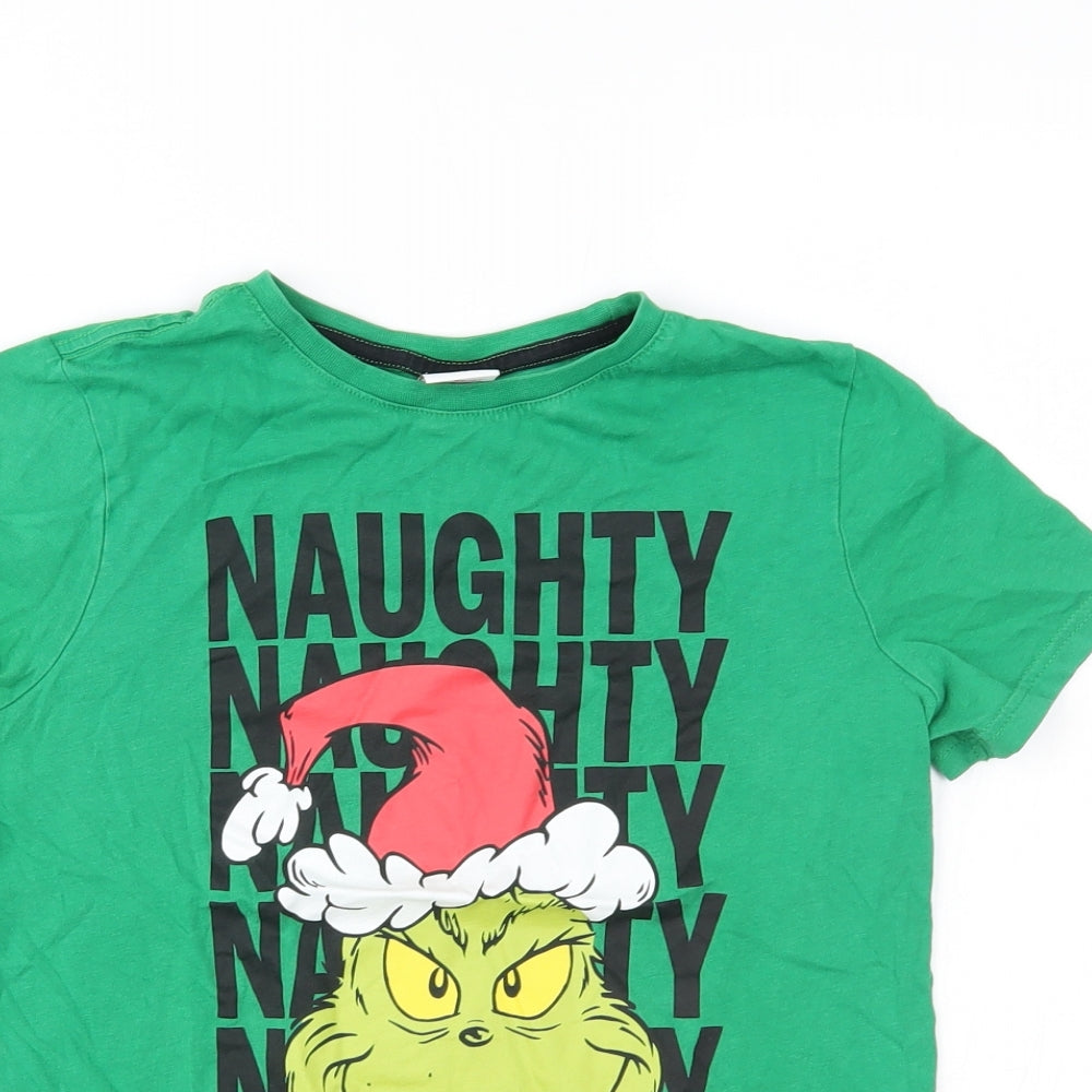 TU Boys Green   Basic T-Shirt Size 10-11 Years  - the grinch