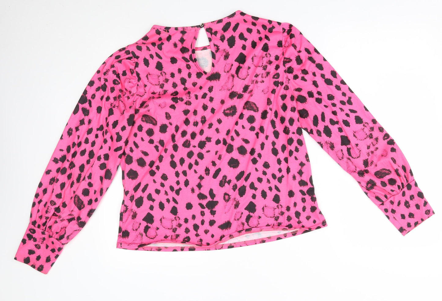 Oasis Womens Pink Animal Print  Basic Blouse Size L