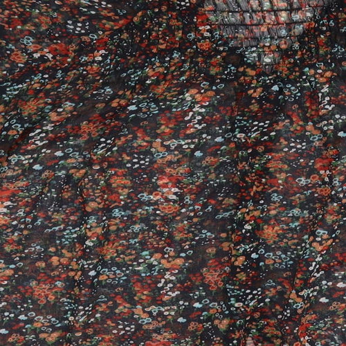 George Womens Black Floral  Basic Button-Up Size 14