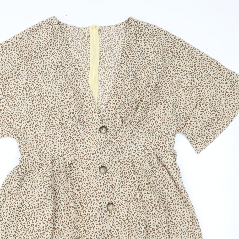 SheIn Womens Beige Animal Print  A-Line  Size L
