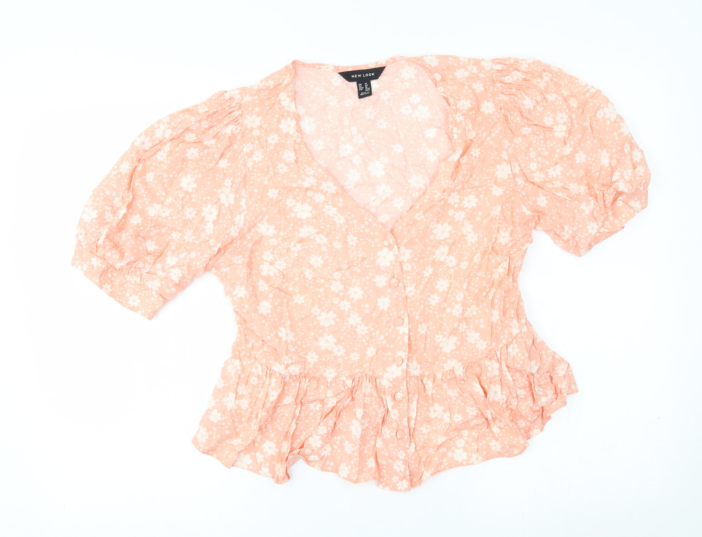 New Look Womens Pink Floral  Basic Blouse Size 14