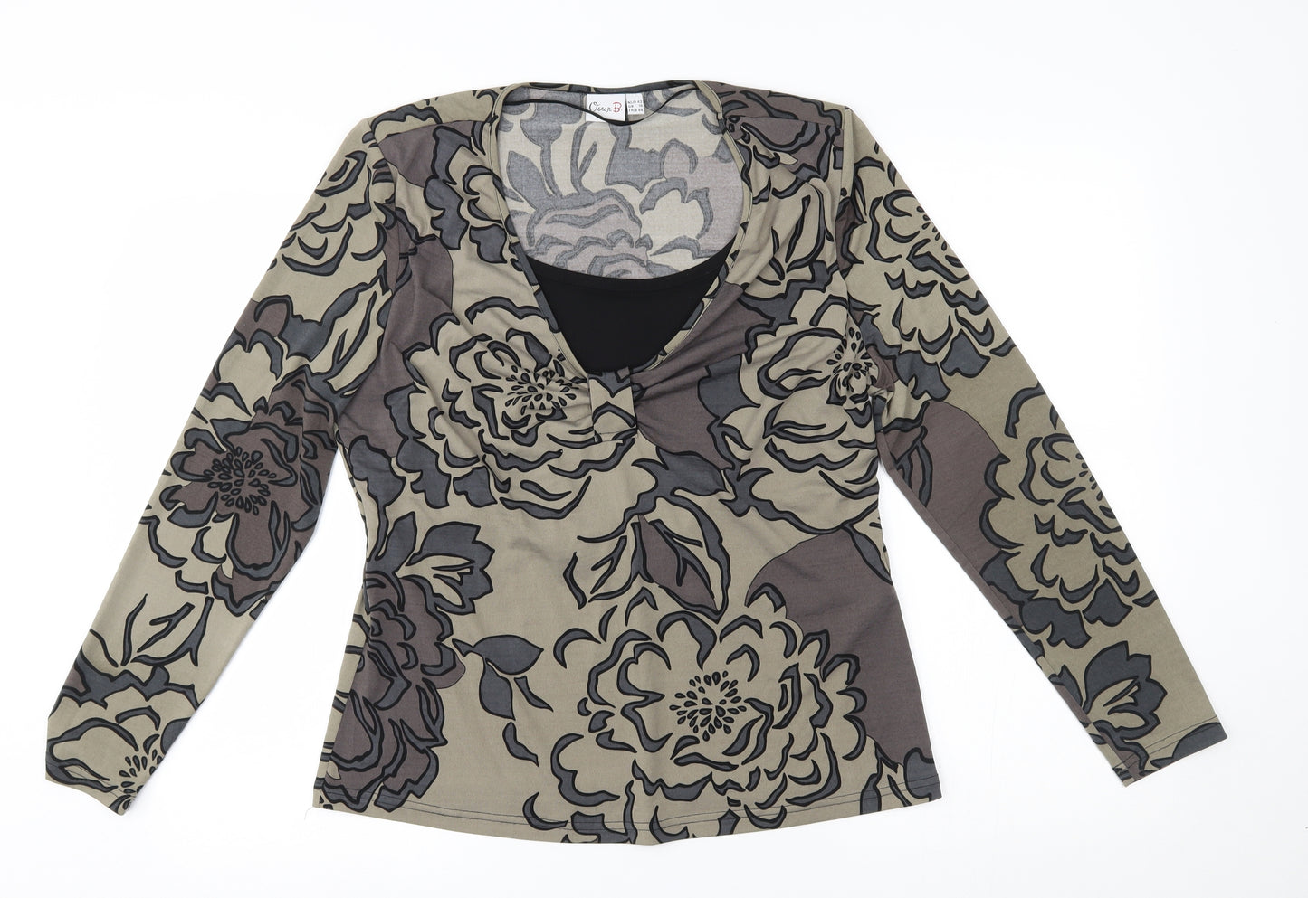 Oscar B Womens Green Floral  Basic Blouse Size 16  - matching set