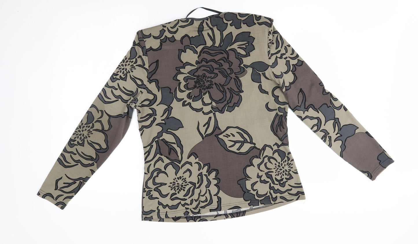 Oscar B Womens Green Floral  Basic Blouse Size 16  - matching set