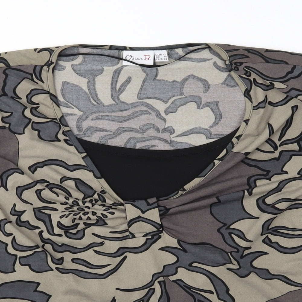 Oscar B Womens Green Floral  Basic Blouse Size 16  - matching set