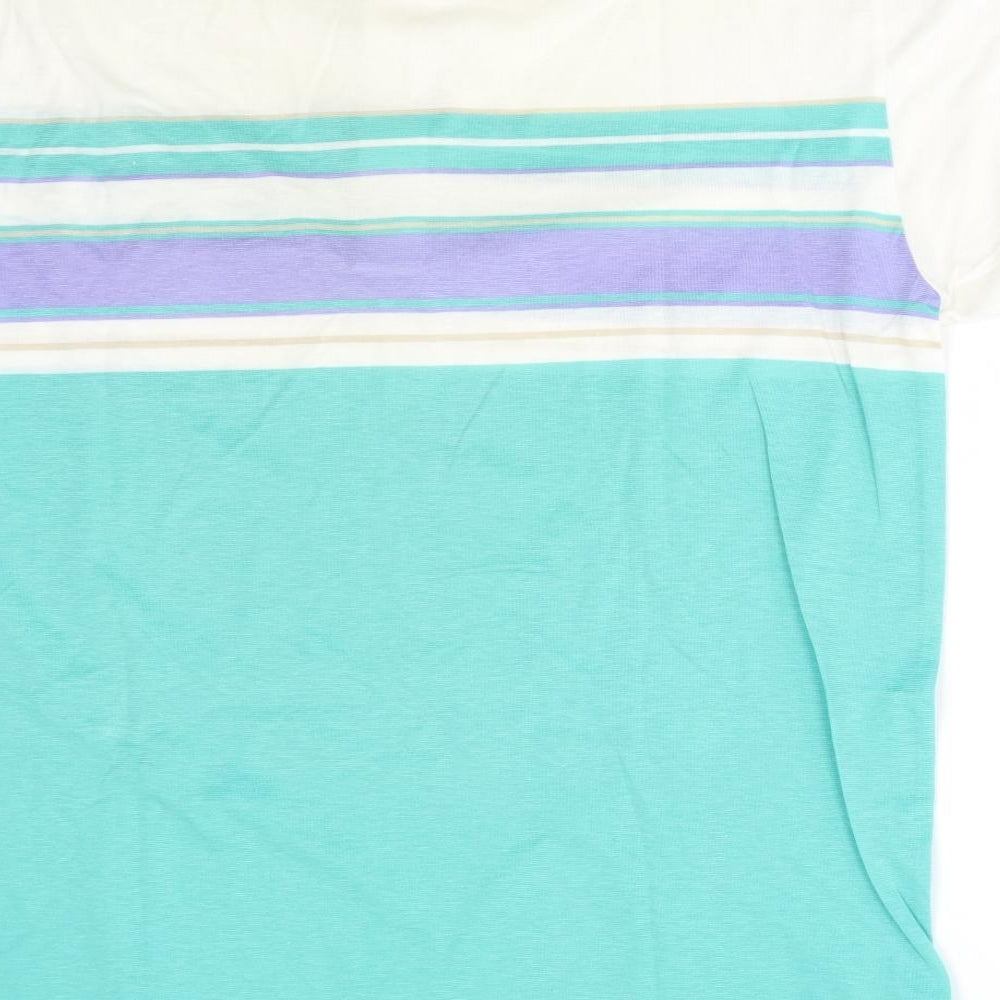 Van Heusen Mens Green Striped   Polo Size L