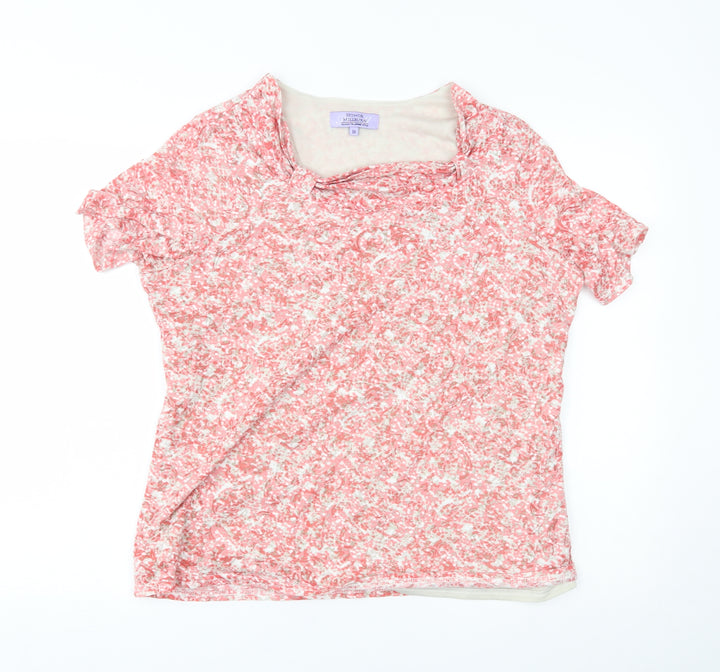 EWM Womens Red Floral Basic Blouse Size 16