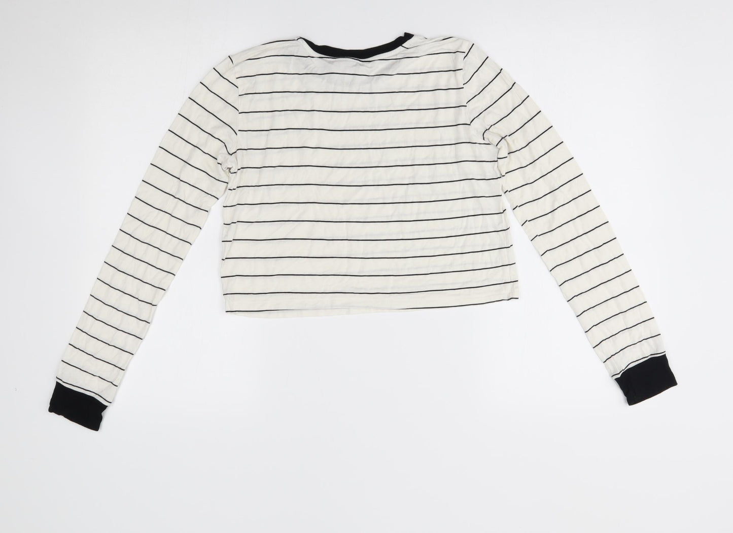 forever21 Womens White Striped  Basic T-Shirt Size S