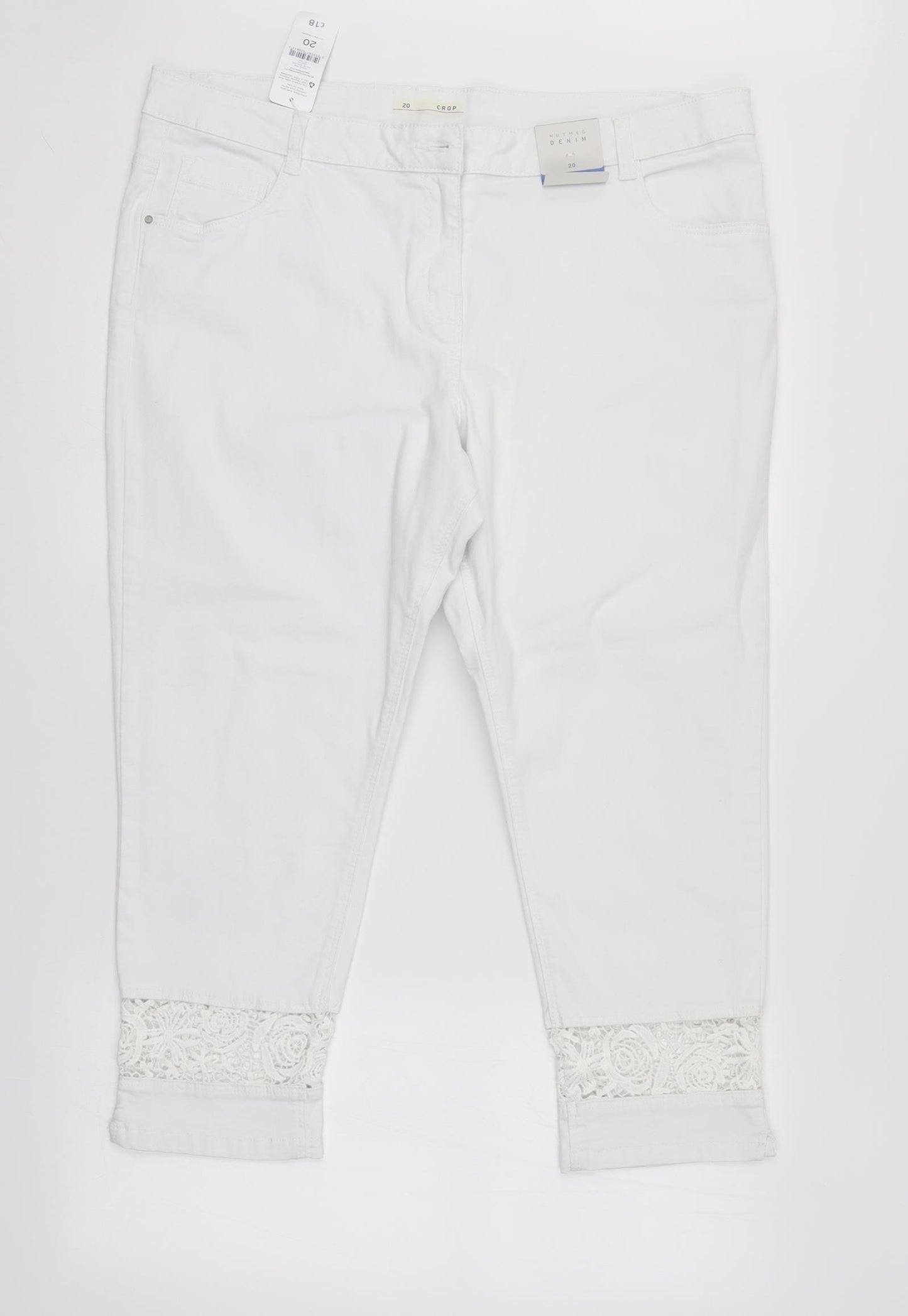 Nutmeg Womens White  Denim Cropped Jeans Size 20 L24 in