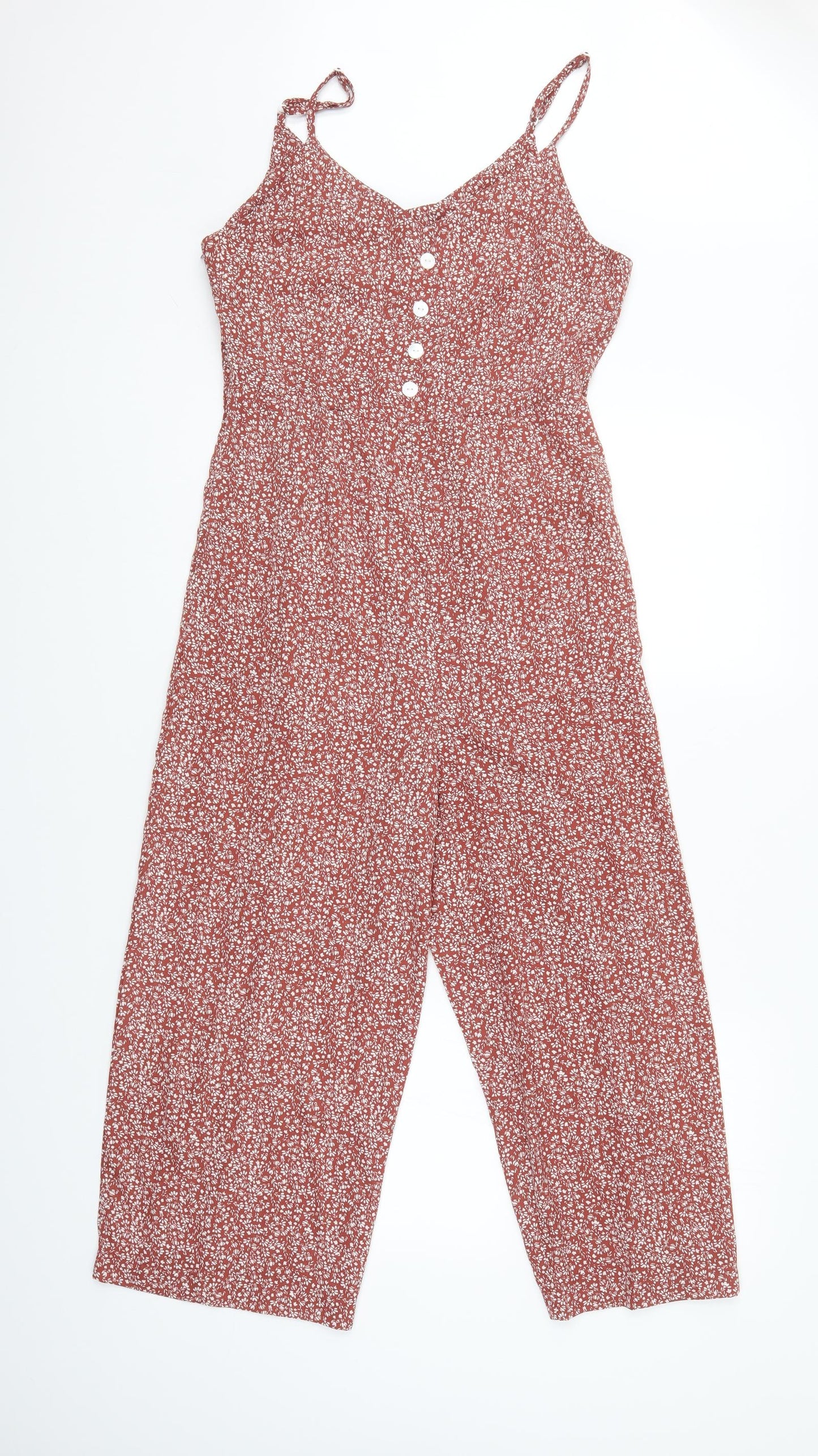 SheIn Womens Beige Floral  Jumpsuit One-Piece Size M