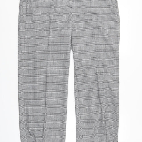 M&S Womens Grey Check  Trousers  Size 16 L29 in