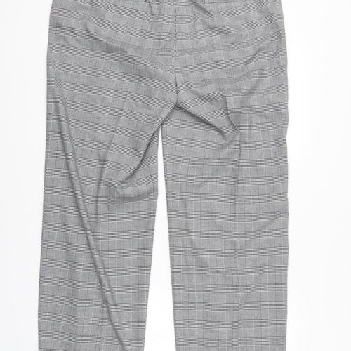 M&S Womens Grey Check  Trousers  Size 16 L29 in