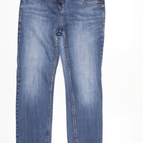 NEXT Womens Blue  Denim Straight Jeans Size 14 L27 in - Elastic Waist