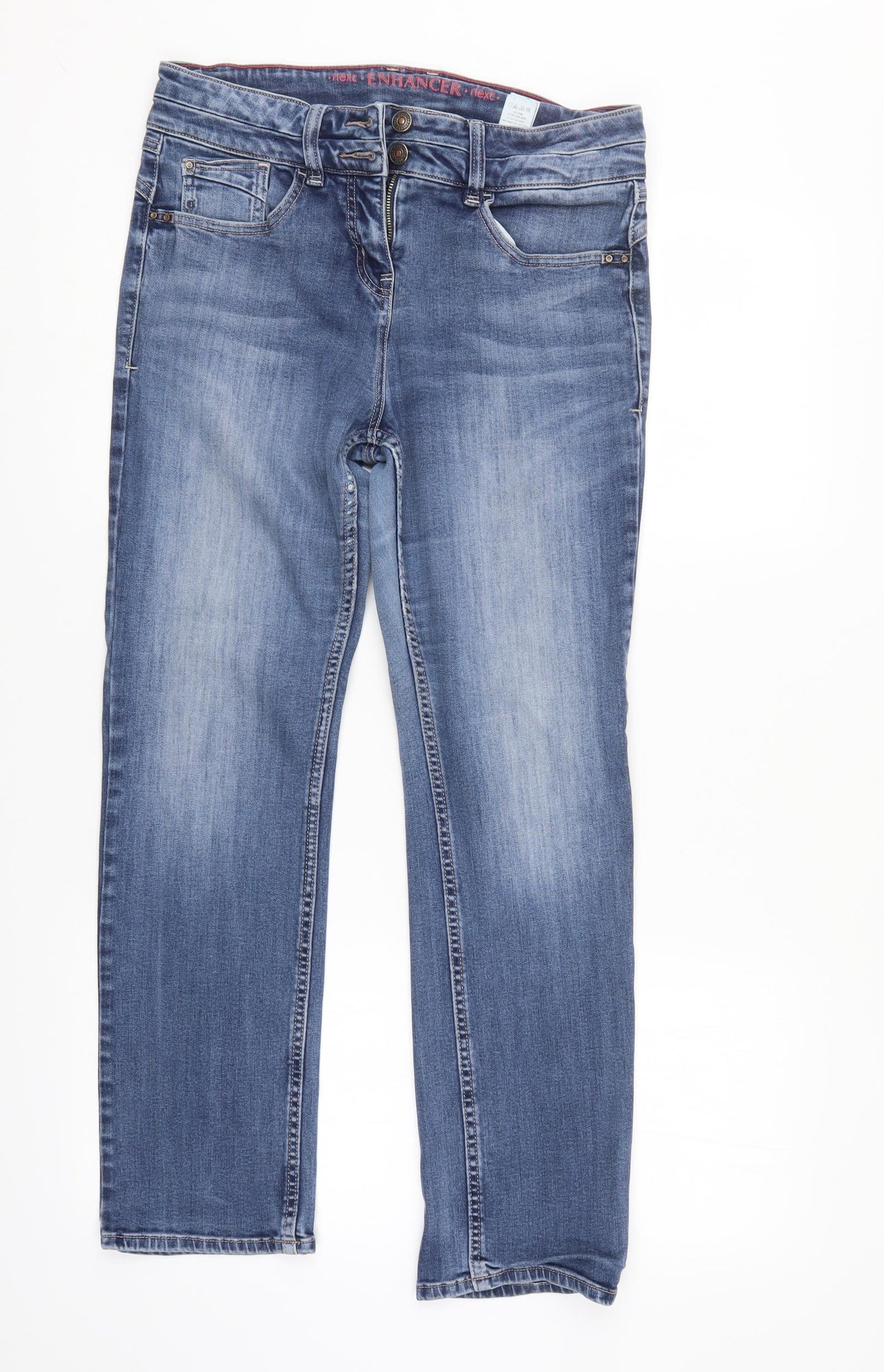 NEXT Womens Blue  Denim Straight Jeans Size 14 L27 in - Elastic Waist