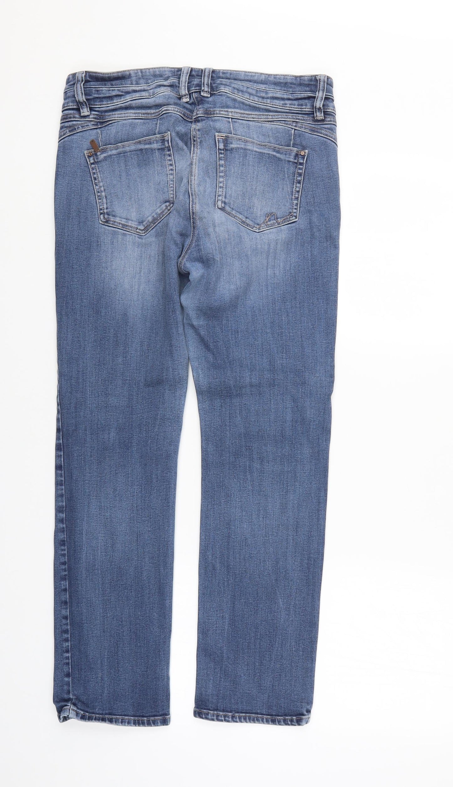 NEXT Womens Blue  Denim Straight Jeans Size 14 L27 in - Elastic Waist