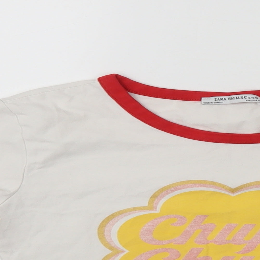 Zara Womens White   Cropped T-Shirt Size S