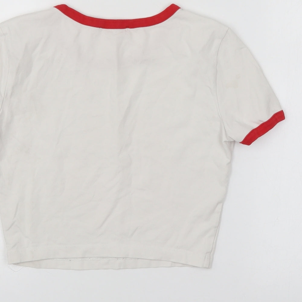 Zara Womens White   Cropped T-Shirt Size S