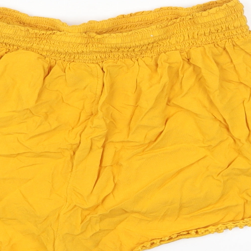 Primark Womens Gold   Compression Shorts Size 14 - Elastic Waist
