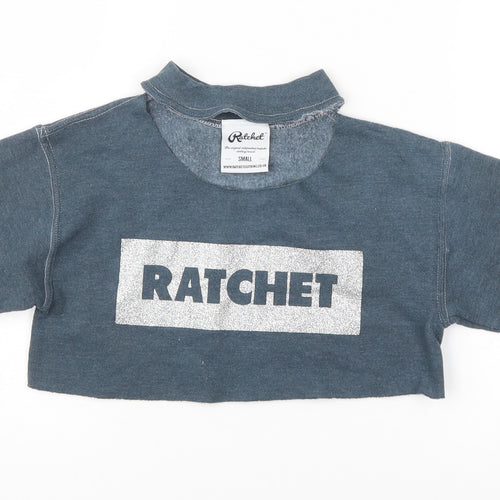 Ratchet Womens Blue   Pullover Sweatshirt Size S  - crop top