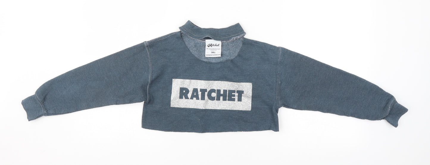 Ratchet Womens Blue   Pullover Sweatshirt Size S  - crop top