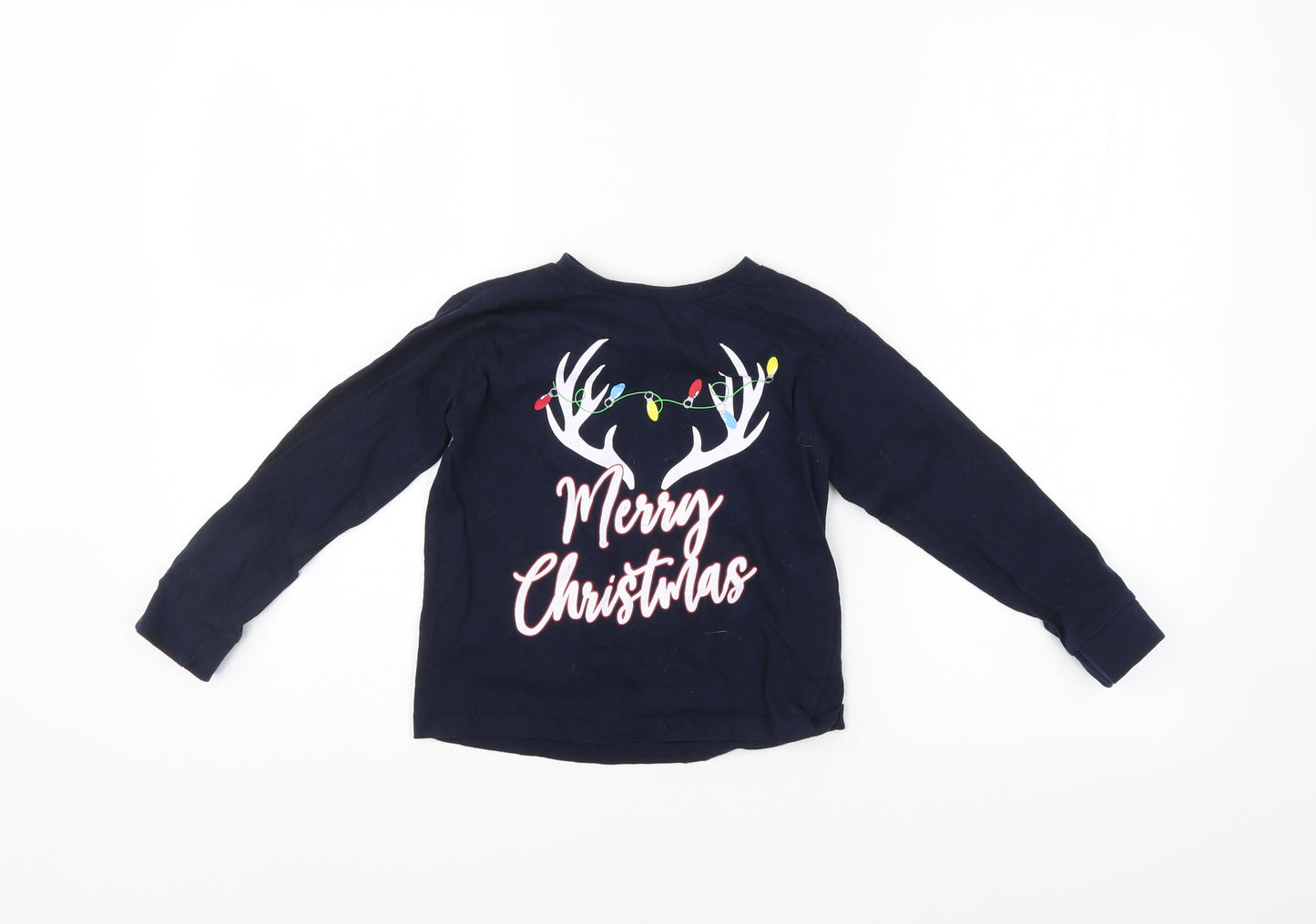Preworn Boys Blue    Pyjama Top Size 6-7 Years  - christmas