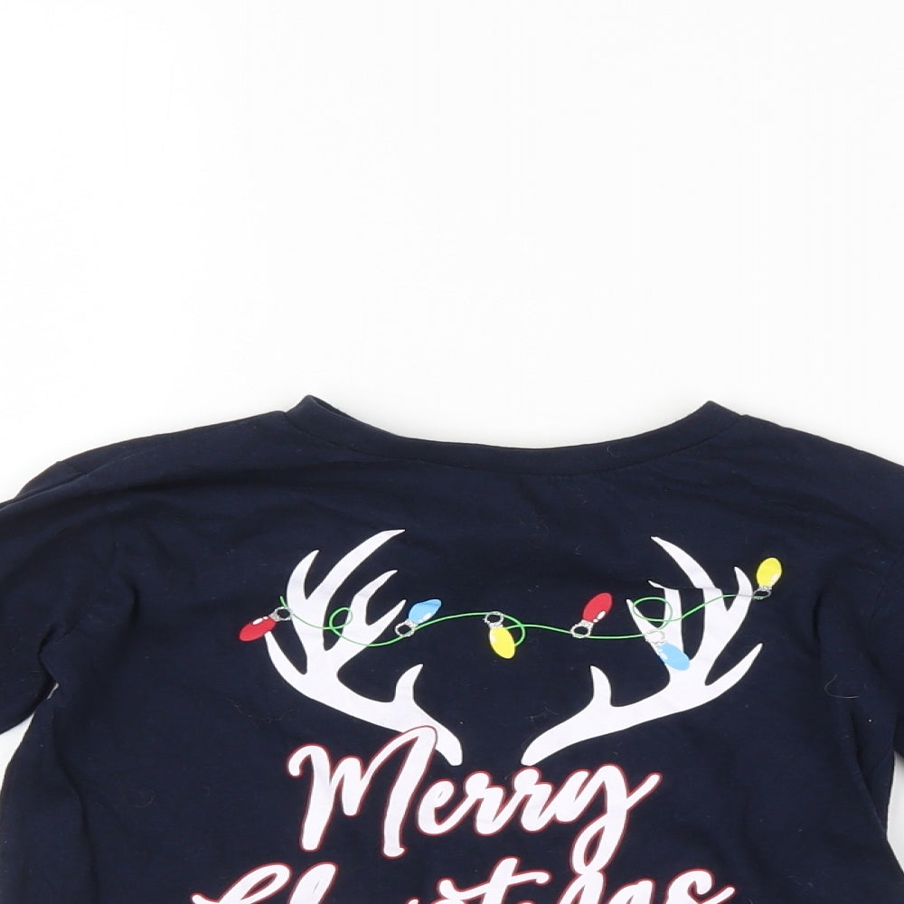 Preworn Boys Blue    Pyjama Top Size 6-7 Years  - christmas