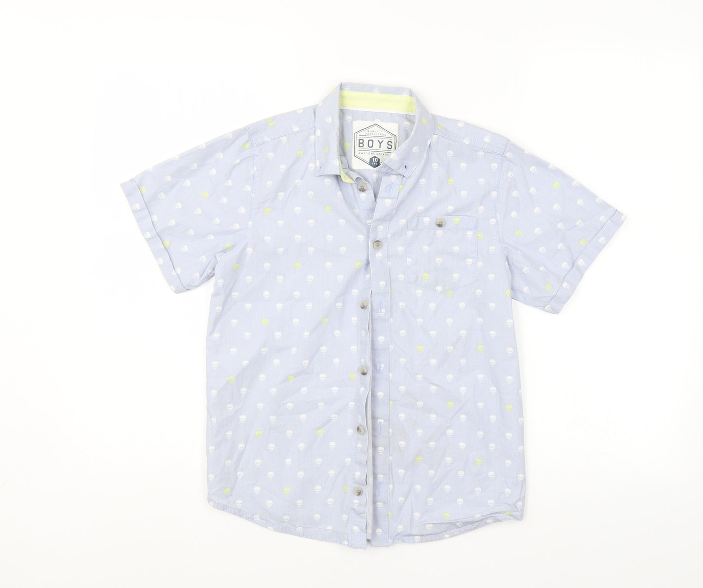 Awsome Apparel Boys Blue Polka Dot  Basic Button-Up Size 10 Years