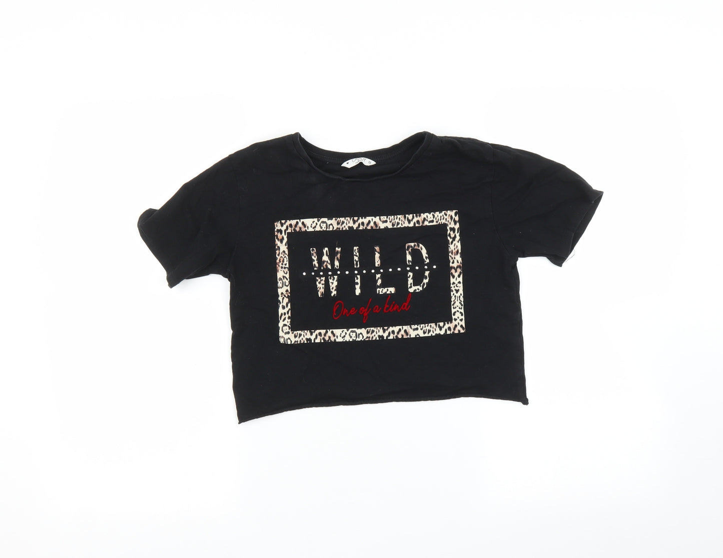 Matalan Girls Black   Basic T-Shirt Size 12 Years  - Cropped
