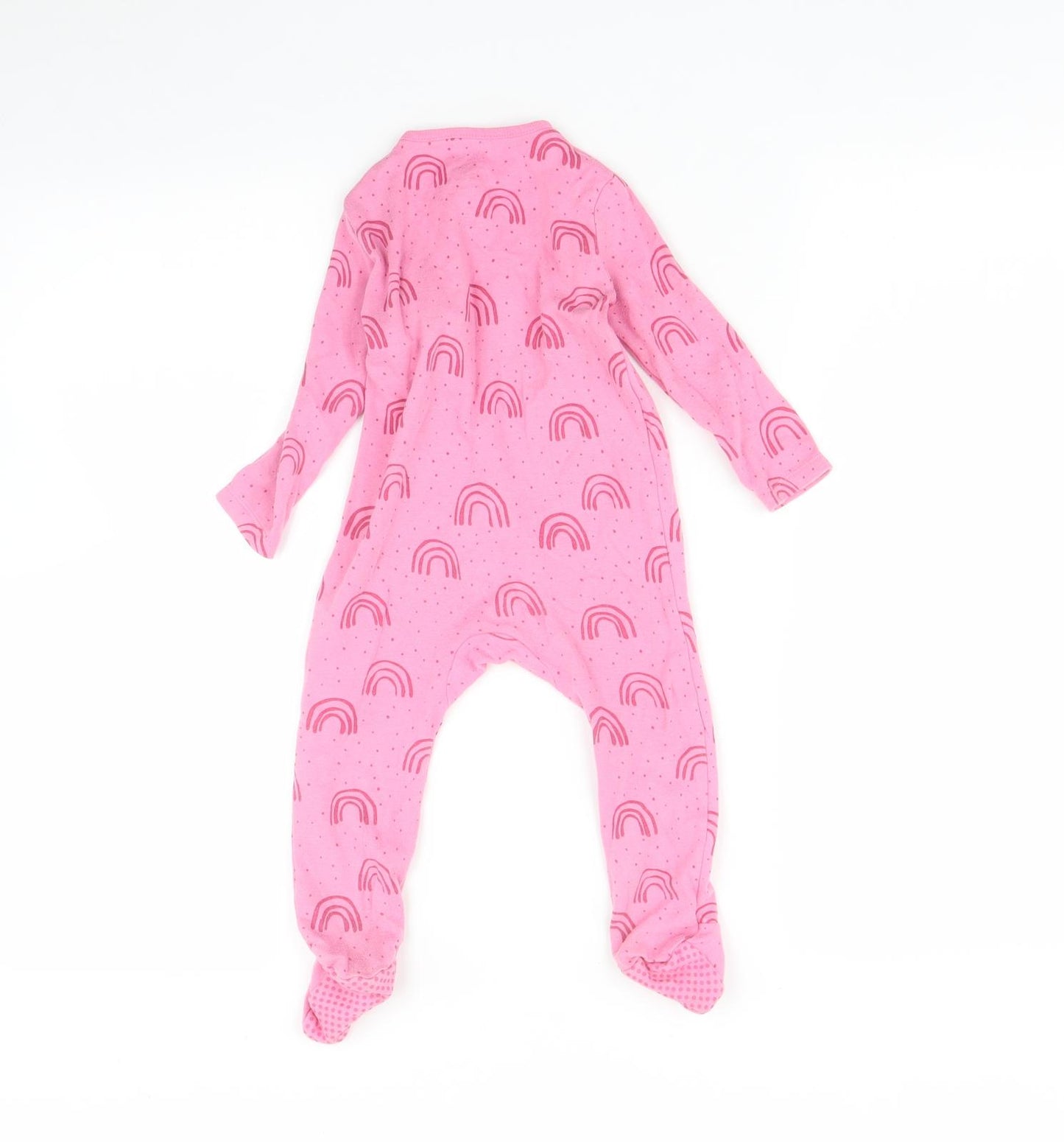 F&F Baby Pink   Babygrow One-Piece Size 12-18 Months  - rainbow print