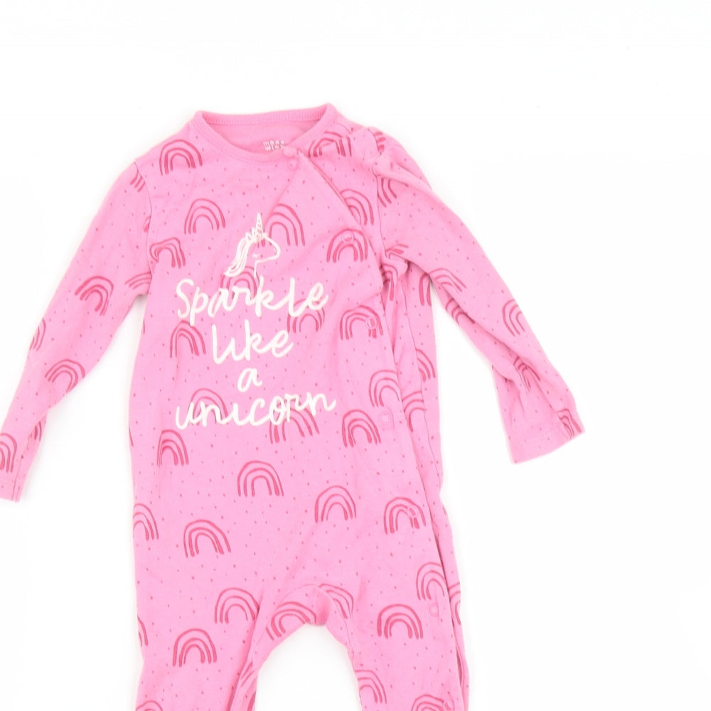 F&F Baby Pink   Babygrow One-Piece Size 12-18 Months  - rainbow print