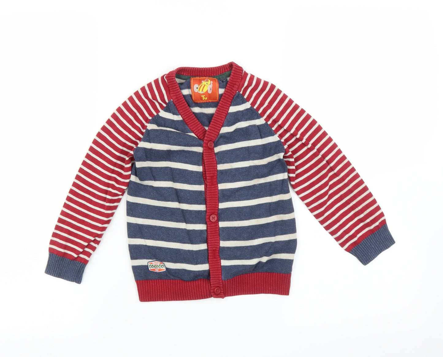 TU Boys Multicoloured Striped  Cardigan Jumper Size 3-4 Years